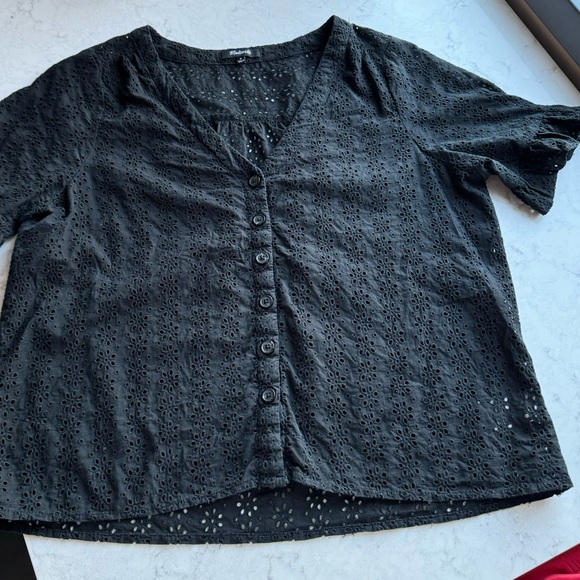 Madewell ruffle sleeve eyelet top - Picture 2 of 6